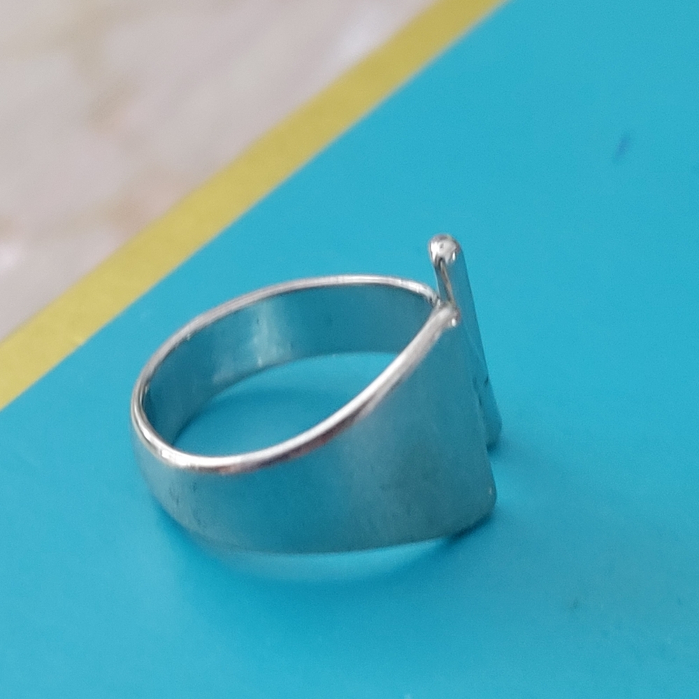 Silver Initial N Ring - image 2